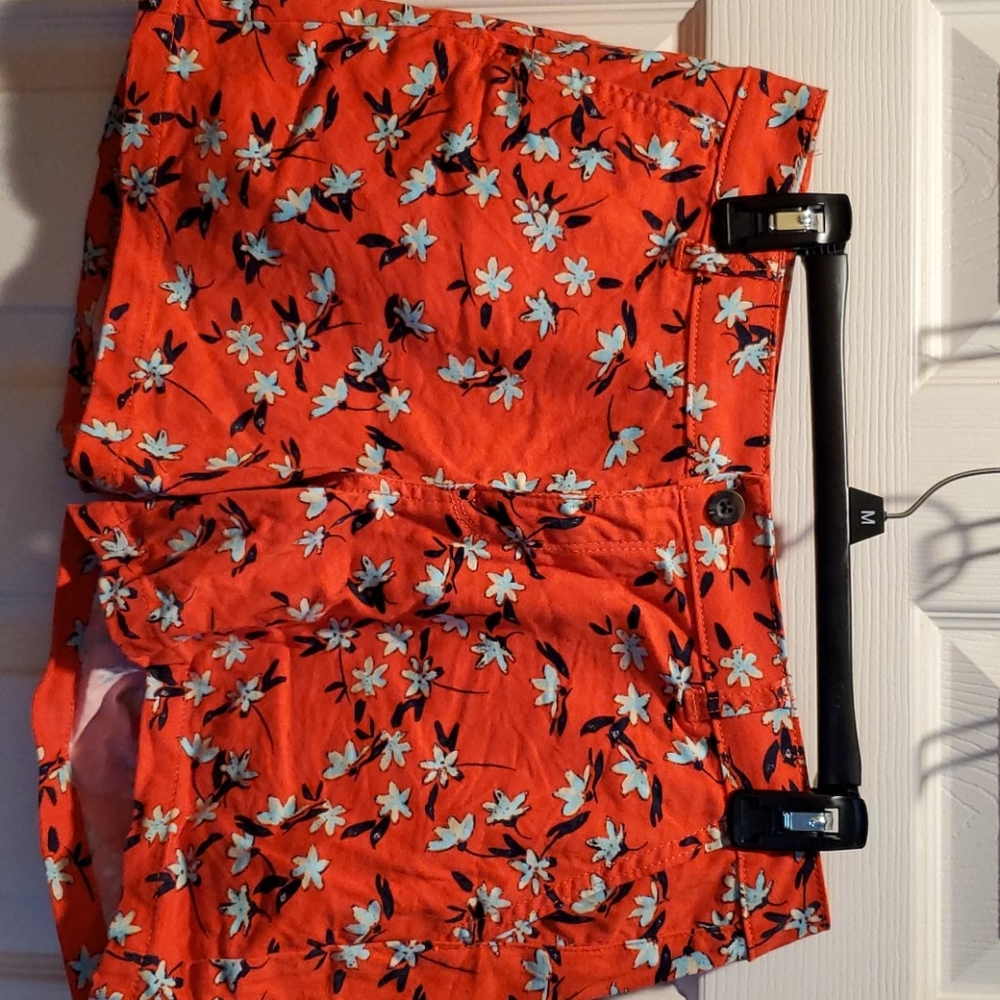 Red floral shorts